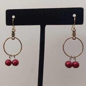 nickel free earrings gold with burgundy accent beads